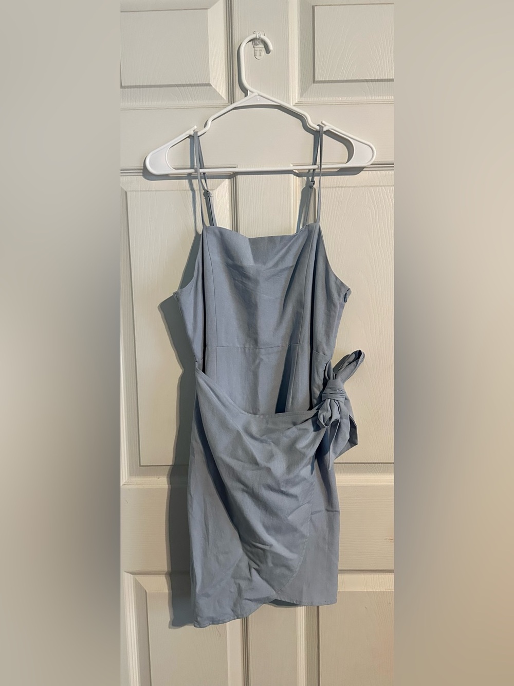 Altar’d State Dusty Blue Side Tie Mini Dress